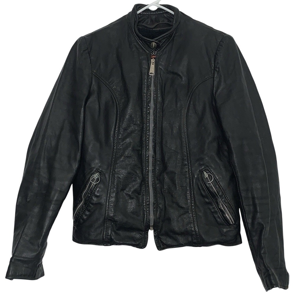 Vtg‎ 70s Brooks Leather Women's 34 Motorcycle Jacket Zipper Black Lined Made USA